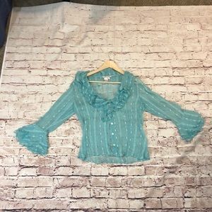 Unique Alberto Mikali Sheer Silk Blouse Medium